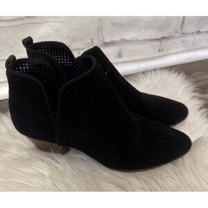 Sam Edelman 7.5 Rio Black Leather Perforated Slip On Ankle Bootie‎ Boot Comfort